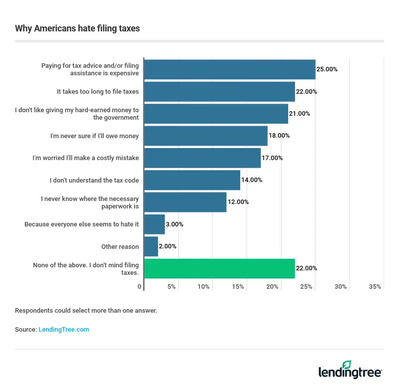 Americans are most likely to hate filing taxes because it's expensive or they don't like paying for tax advice.