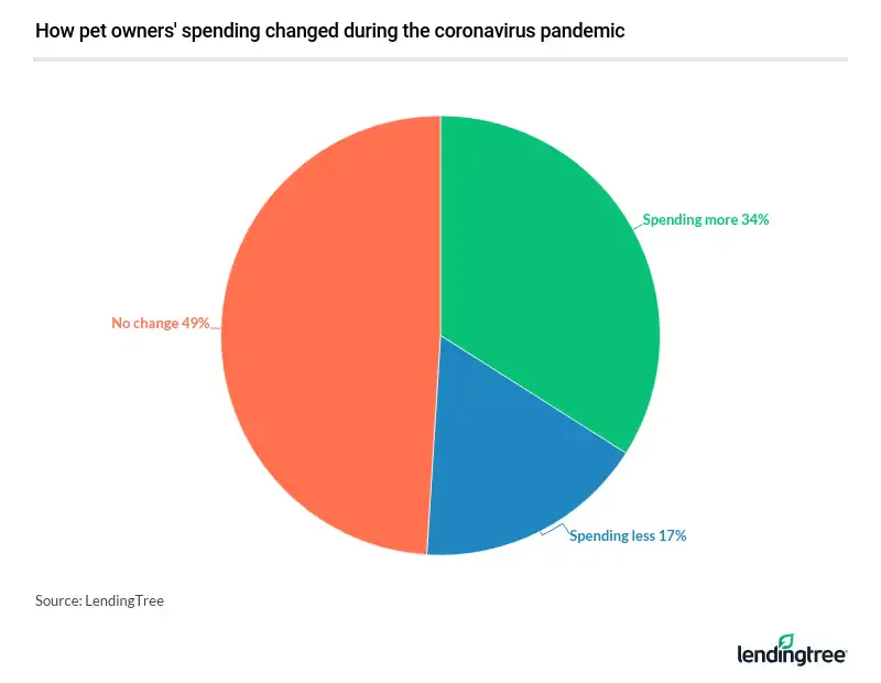 49% of pet owners say their pet spending stayed the same during the coronavirus pandemic.
