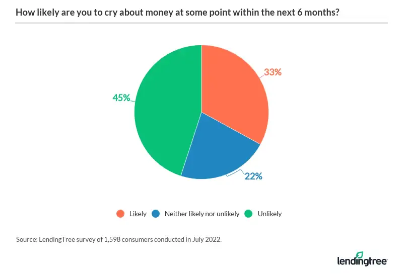 33% of Americans say they're likely to cry over money over the next six months.