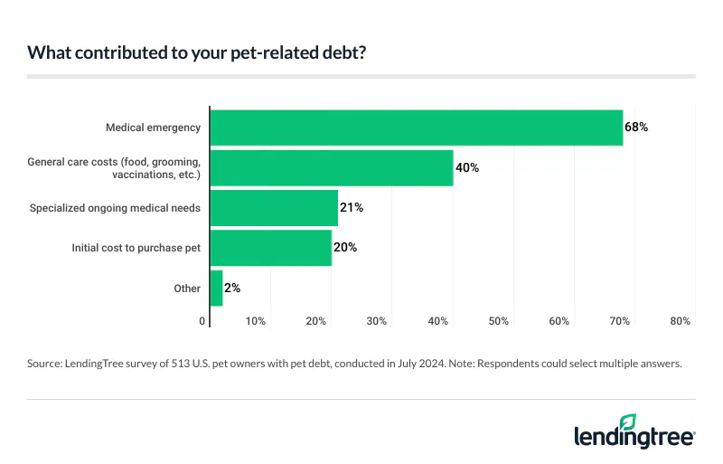 Medical emergencies is the top contributor to pet debt.