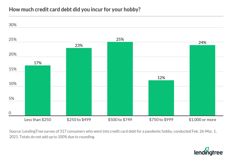 More than half of Americans who started a new hobby during the pandemic took on at least $500 in credit card debt.